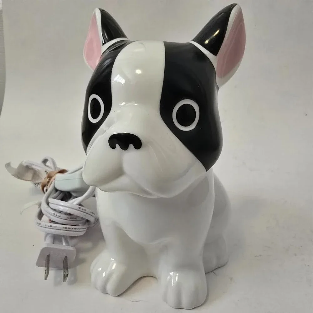 French Bulldog Black & White Ceramic Night Light Lamp